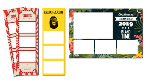 3 example of photo strip designs with different colours, size and layouts