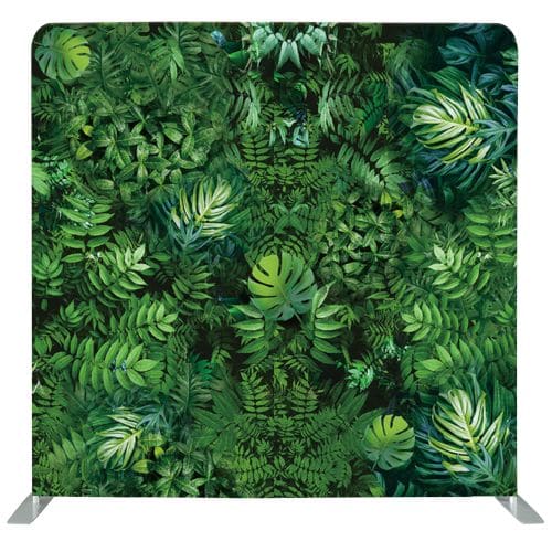 Photo backdrop with lush green leaves and fauna