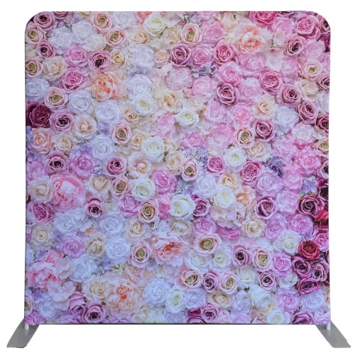 Pink floral pillow style square photo booth backdrop